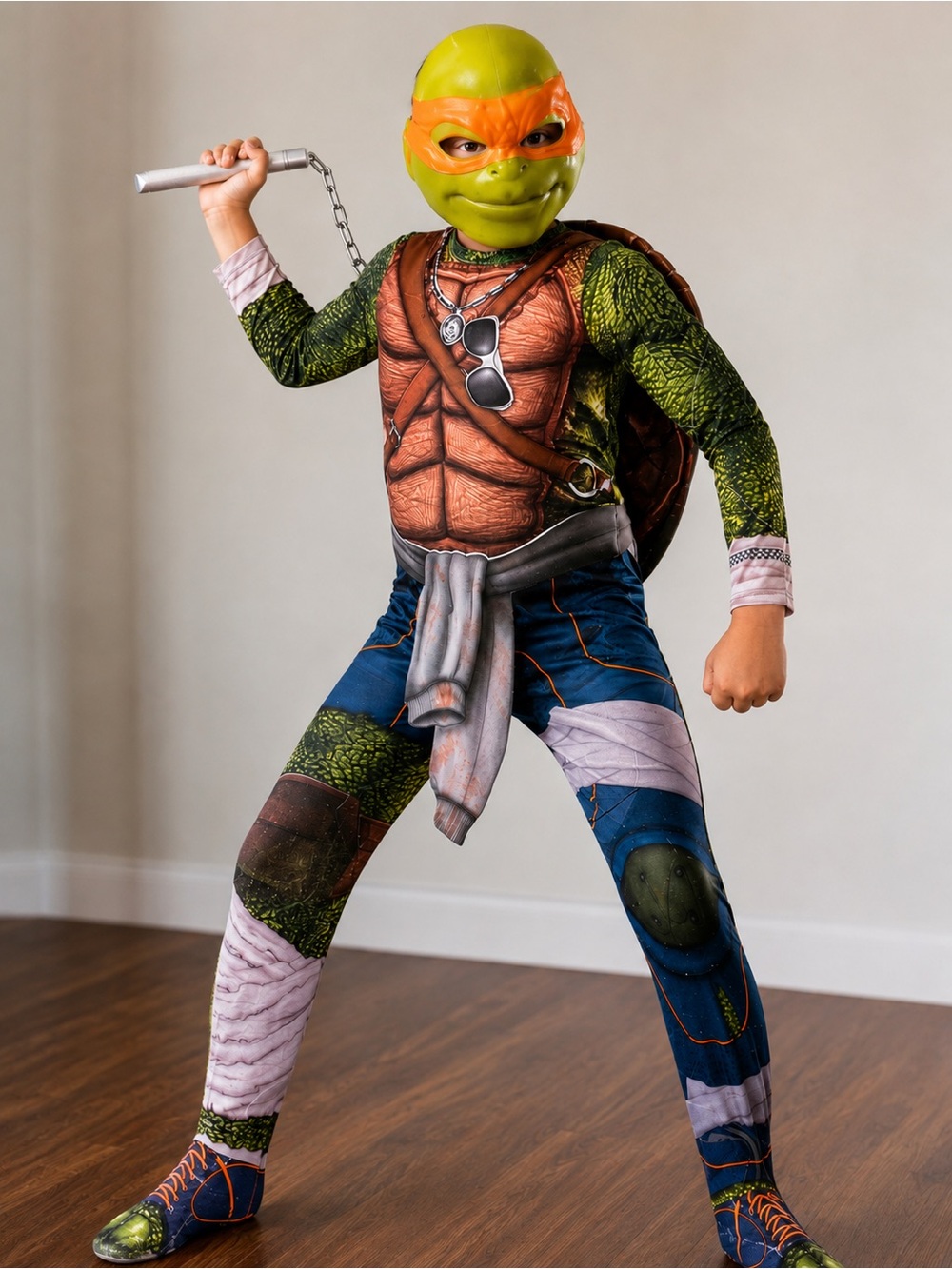 NWT 🐢 Teenage Mutant Ninja Turtles Michelangelo Deluxe Costume Kids Large 12